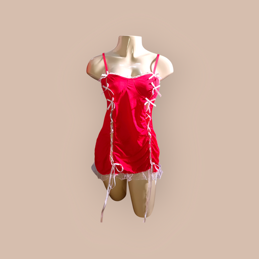 Red dress with ribbon