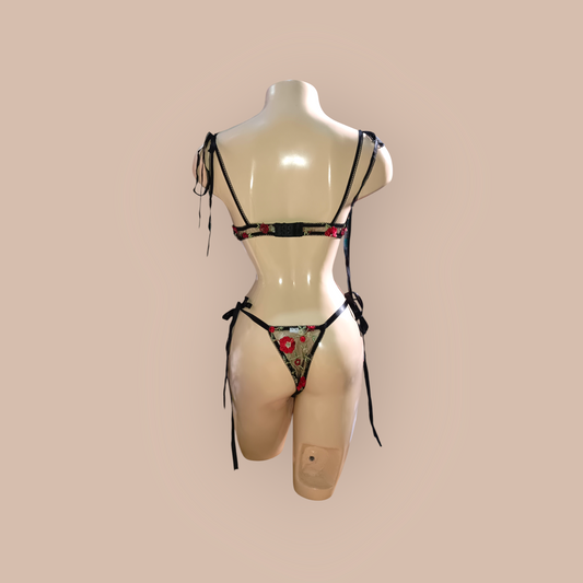 Black See-through with floral design