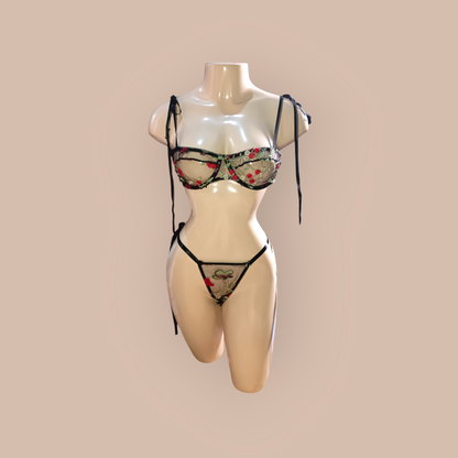 Black See-through with floral design