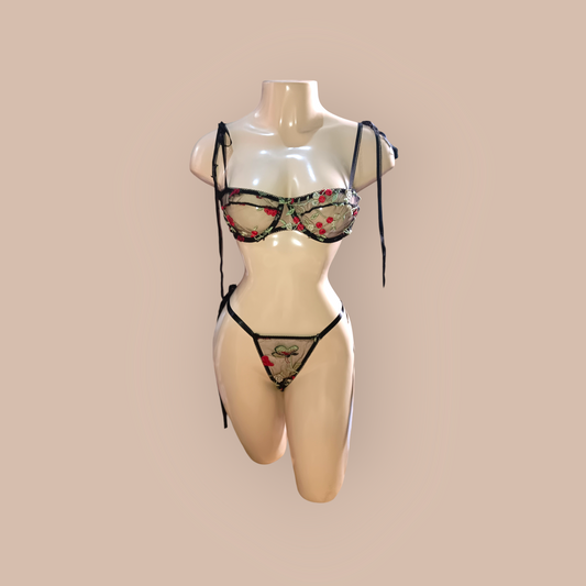 Black See-through with floral design